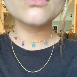 Customized gold chain with iridescent stars